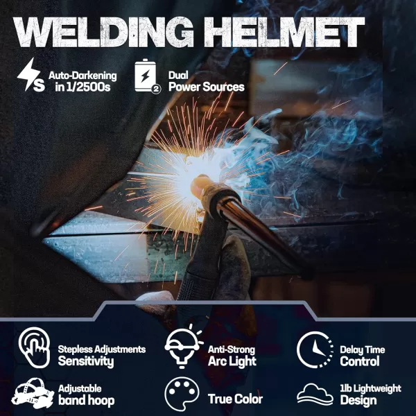 WORKPRO Welding Helmet True Color Auto Darkening 1112 Large Viewing Welding Mask Hood 4 Arc Sensor Automatic Solar Welder Shield for Mig Tig Arc PawBasic modelDecal