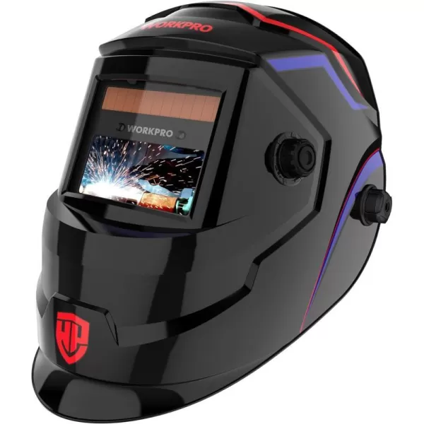 WORKPRO Welding Helmet True Color Auto Darkening 1112 Large Viewing Welding Mask Hood 4 Arc Sensor Automatic Solar Welder Shield for Mig Tig Arc PawBasic modelLine