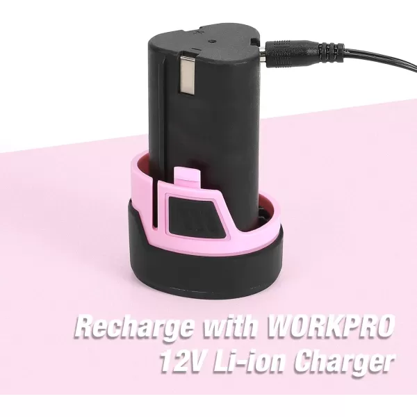 WORKPRO 12V Lithiumion Replacement Battery for 12V Pink Cordless Drill Driver