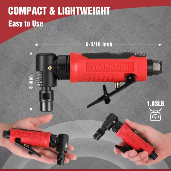 WORKPRO 14Inch Pneumatic Straight Die Grinder 25000RPM AirPowered Die Grinder for Grinding Cutting Polishing Welding Repair Deburring 14quot ampamp 18quot Collets IncludedRight Angle