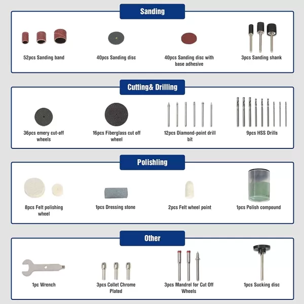 WORKPRO 276piece Rotary Tool Accessories Kit Universal Fitment for Easy Cutting Carving and Polishing