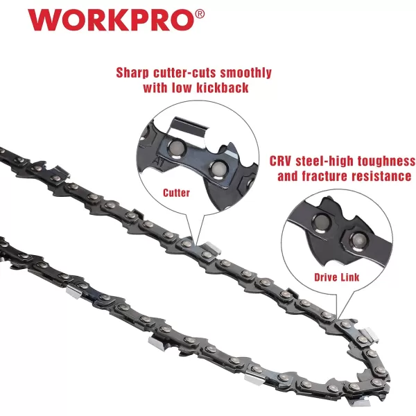 WORKPRO 2Pack 18 Inch Chainsaw Chain 38quotPitch 62 Drive Links Wood Cutting Saw Chain for Chainsaw Parts fits Craftsman Poulan Echo DeWalt