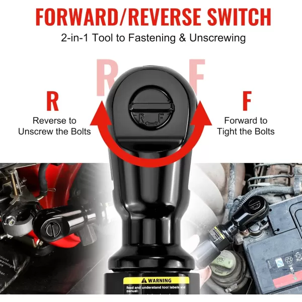 WORKPRO 38Inch Air Ratchet Wrench 50ftlb Max Torque 160RPM 360 Degree Adjustable Exhaust ForwardReverse Control Good Gift for Men Dad Father