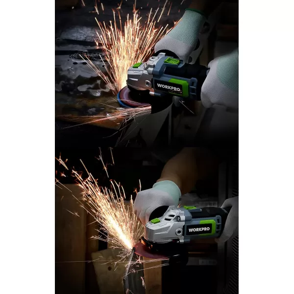 imageWORKPRO 20V Cordless Angle Grinder Kit 412 Inch Lightweight Angle Grinder Tool 40Ah LithiumIon Battery ampamp Fast Charger Ergonomic Button Position for Reducing Hand PressureBrush