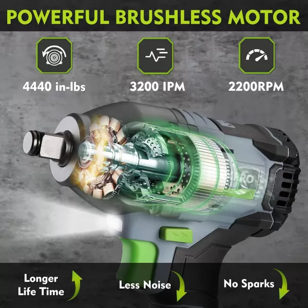 imageWORKPRO 20V Cordless Impact Wrench 12inch 320 Ft Pounds Max Torque 20Ah Liion Battery with Fast Charger Belt Clip for Easy CarryingBRUSHLESS MOTOR