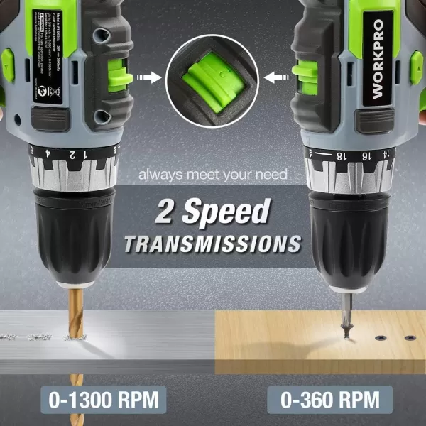 imageWORKPRO 20V Cordless Impact Wrench 12inch 320 Ft Pounds Max Torque with 20V Cordless DrillDriver Kit 38 182 Torque Setting