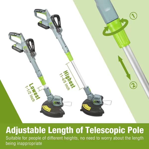 imageWORKPRO 20V Cordless String TrimmerEdger 12inch with 2Ah LithiumIon Battery 1 Hour Quick Charger 164ft Trimmer Line Included