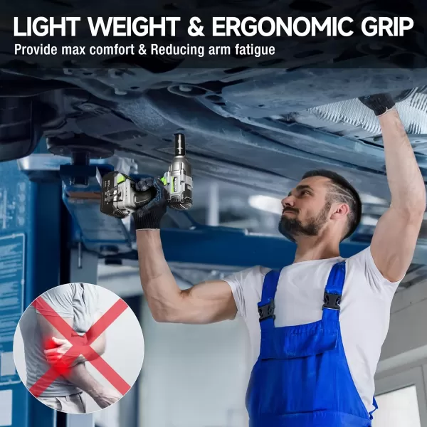 imageWORKPRO Cordless Impact Wrench 12 inch 20V Brushless Impact Gun High Torque 370 FtLbs 500NM Variable Speeds with 40 Ah Battery Fast Charger 4 Impact Sockets and Storage Case