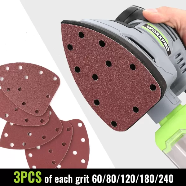 imageWORKPRO Cordless Random Orbital Sander Brushless 6 Variable Speeds 6000 to 12000 OPM 20V 5in Electric Orbit Sander for Woodworking with Battery Charger Dust Collector Tool Bag15 Pcs Sanding DiscsDetail Sander