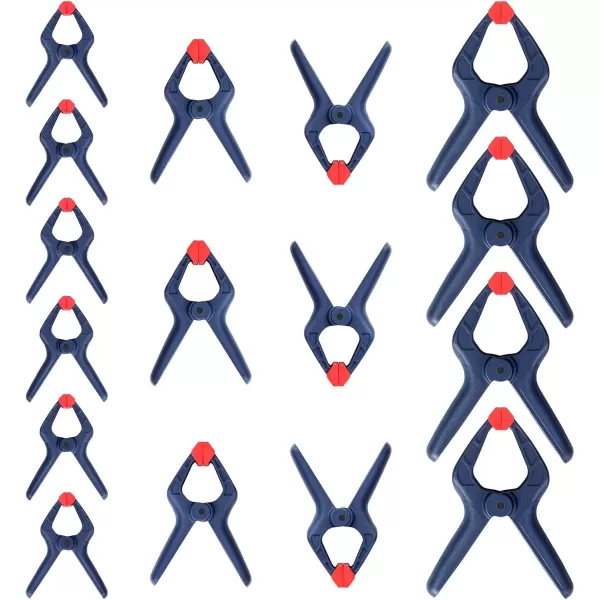 imageWORKPRO 16Piece Nylon Spring Clamp Set4pc 612quot 6pc 412quot  6pc 338quot for Woodworking Photography Studios and DIY Works BlackBlue