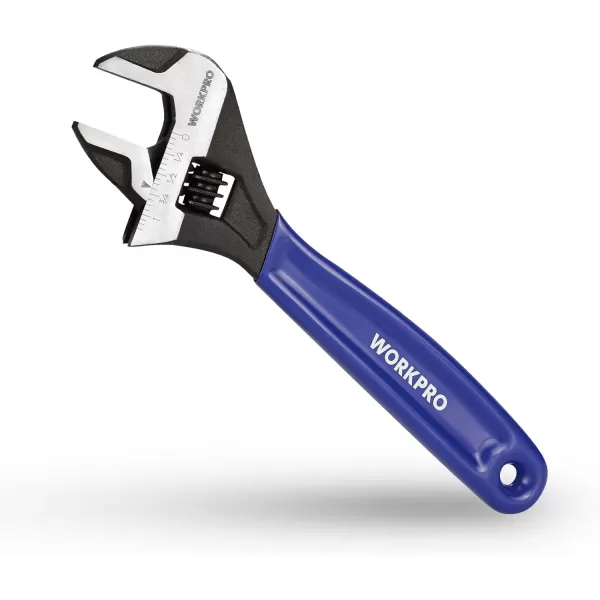 imageWORKPRO 2piece Adjustable Wrench Set 6Inch ampamp 10Inch Wrenches Wide Jaw Black Oxide Wrench Metric ampamp SAE Scales CrV Steel for Home Garage WorkshopBlue