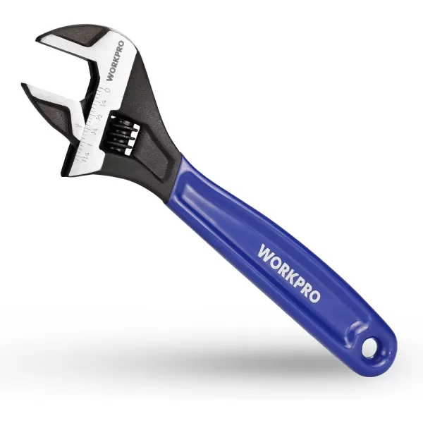 imageWORKPRO 2piece Adjustable Wrench Set 6Inch ampamp 10Inch Wrenches Wide Jaw Black Oxide Wrench Metric ampamp SAE Scales CrV Steel for Home Garage WorkshopBlue