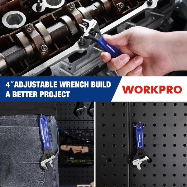 imageWORKPRO 2piece Adjustable Wrench Set 6Inch ampamp 10Inch Wrenches Wide Jaw Black Oxide Wrench Metric ampamp SAE Scales CrV Steel for Home Garage WorkshopBlue