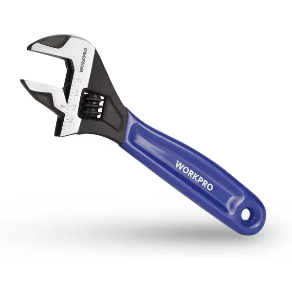 imageWORKPRO 2piece Adjustable Wrench Set 6Inch ampamp 10Inch Wrenches Wide Jaw Black Oxide Wrench Metric ampamp SAE Scales CrV Steel for Home Garage WorkshopBlue