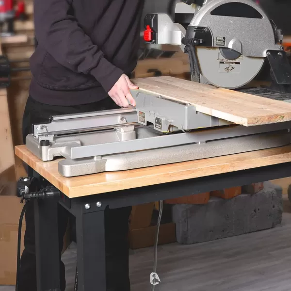 imageWORKPRO 48quot Adjustable Workbench Rubber Wood Top HeavyDuty Workstation 2000 LBS Load Capacity Hardwood Worktable with Power Outlets for Workshop Garage Office Home4FT workbench