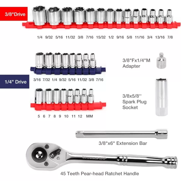 imageWORKPRO 87 Piece Household Hand Tool Kit General Auto Repair Tool Set with Pliers Screwdrivers Sockets Wrenches and Toolbox Storage Case Mechanic Tool Set for Homeowner Diyer Handyman