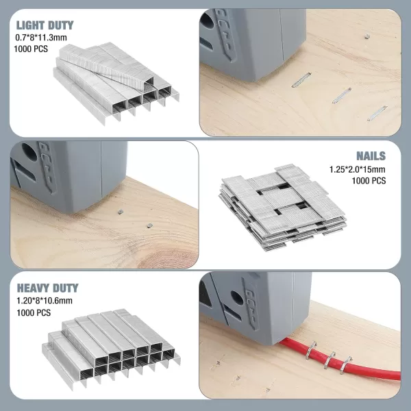 imageWORKPRO Electric Corded 4in1 Nail Gun Professional Stapler for Wood Upholstery Crafts Framing Decoration DIY Including 3000PCS of Staples and Nails