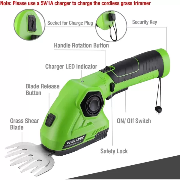 imageWORKPRO Pink Cordless Grass Shear ampamp Shrubbery Trimmer  2 in 1 Handheld Hedge Trimmer 72V Electric Grass Trimmer Hedge ShearsGrass Cutter 20Ah Rechargeable LithiumIon Battery  Pink RibbonGreen