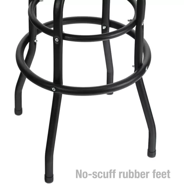 imageWORKPRO W112003 Garage Shop Stool HeavyDuty Steel Construction Garage Stool Swivel Cushion Seat Black Powder Coated Legs ampamp Footrest Single Pack