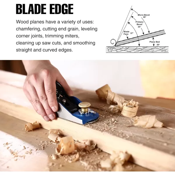imageWORKPRO Wood Planer 6516quot Low Angle Hand Planer with T10A Steel Blade Adjustable Mouth ampamp Cast Iron Body Pocket Block Plane for Home Improvement Carpentry Work Woodworking Hobby Handicraft DIY