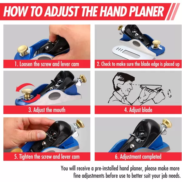 imageWORKPRO Wood Planer 6516quot Low Angle Hand Planer with T10A Steel Blade Adjustable Mouth ampamp Cast Iron Body Pocket Block Plane for Home Improvement Carpentry Work Woodworking Hobby Handicraft DIY