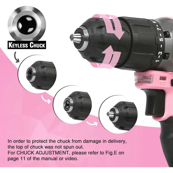 imageWORKPRO Pink Cordless 20V Lithiumion Drill Driver Set 1 Battery Charger and Storage Bag Included  Pink Ribbon