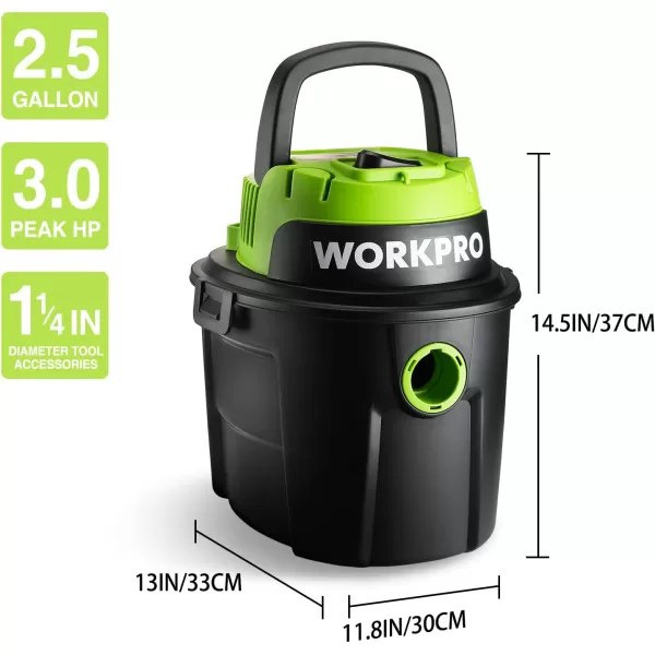 imageWORKPRO WetDry Vacuum 25 Gallon 3 Peak Horsepower Portable Shop Vacuum Cleaner for HomeJobsite Dust Collection Job with Attachments