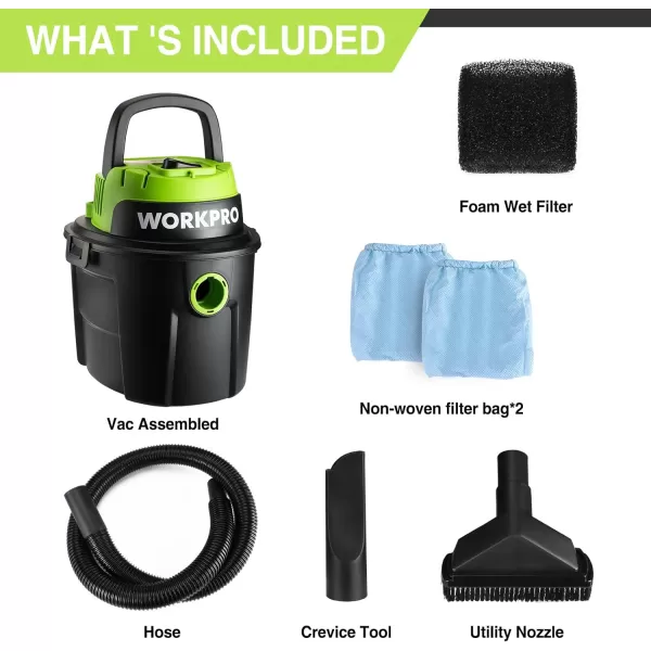 imageWORKPRO WetDry Vacuum 25 Gallon 3 Peak Horsepower Portable Shop Vacuum Cleaner for HomeJobsite Dust Collection Job with Attachments