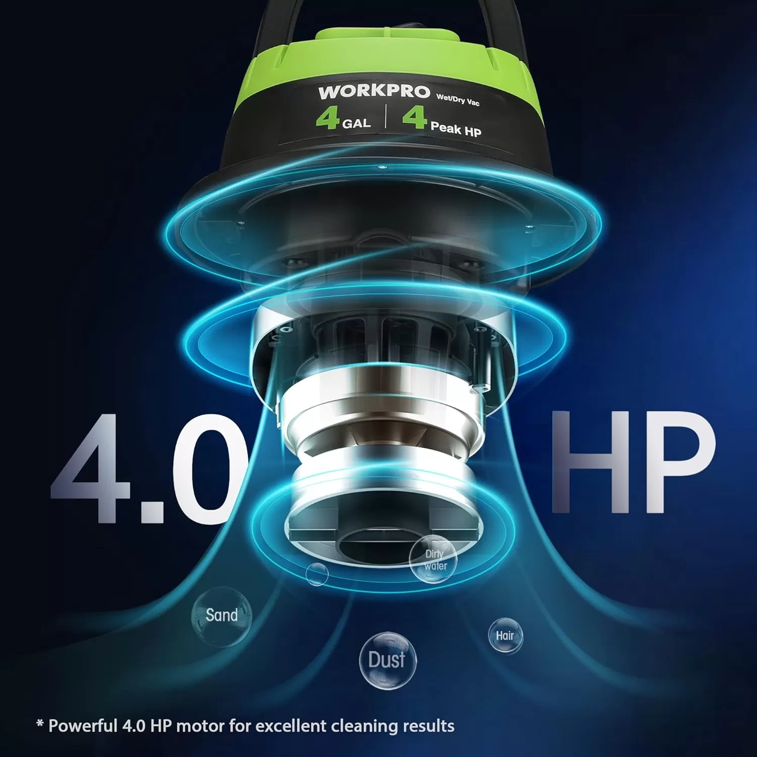 imageWORKPRO 4 Gallon WetDry Vacuum 4 Peak HP Shop Vac Cleaner with HEPA Filter Hose and Accessories for HomeJobsite