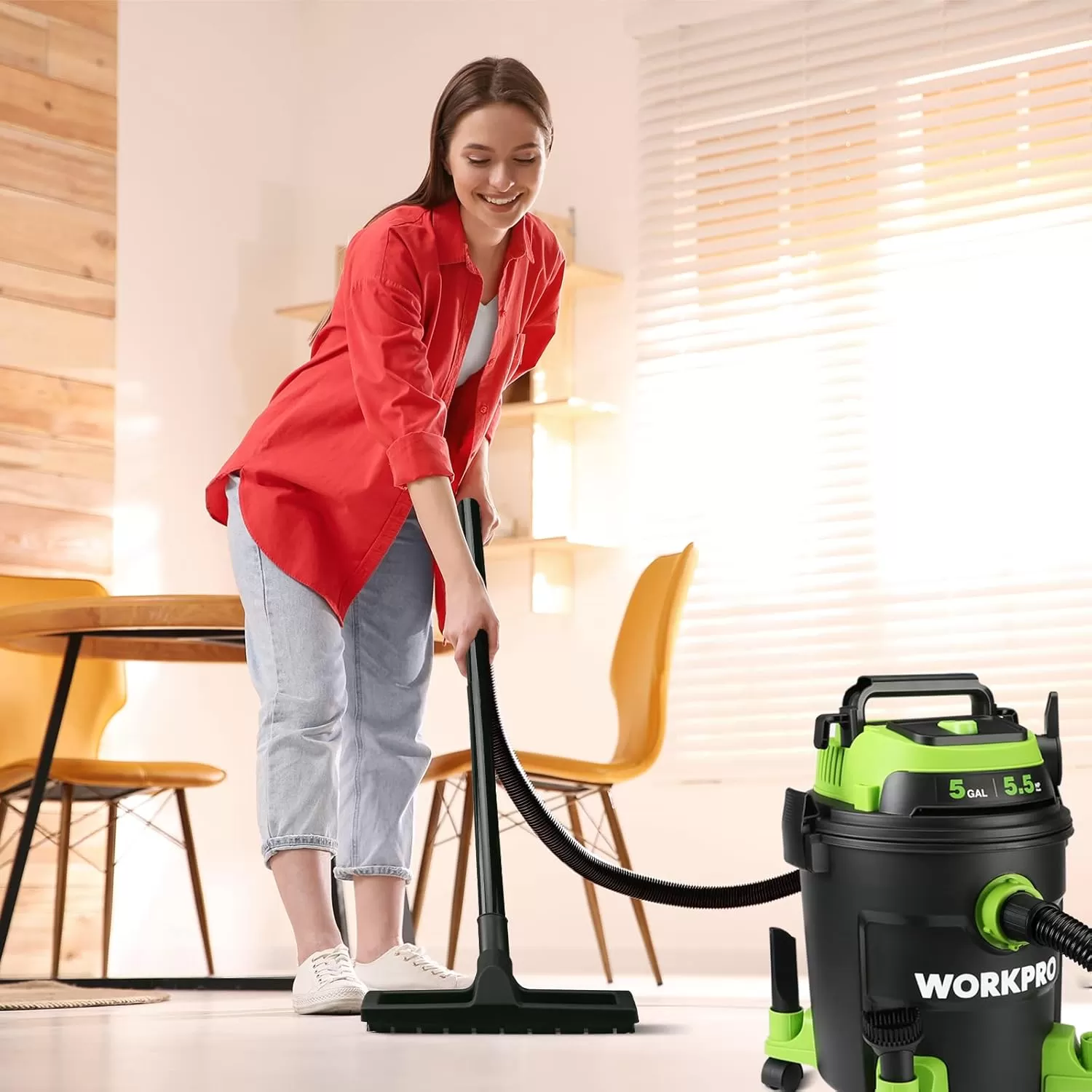 imageWORKPRO 5 Gallon WetDry Shop Vacuum 55 Peak HP Shop Vac Cleaner with HEPA Filter Hose and Accessories for HomeJobsite
