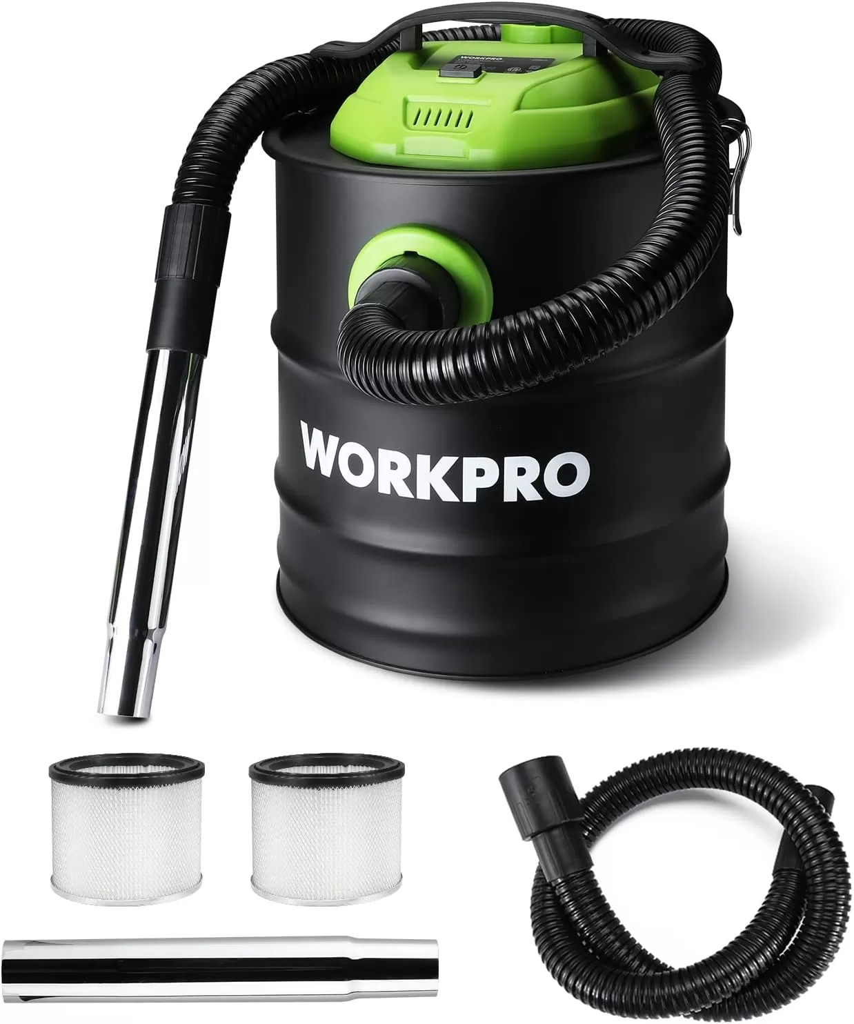 imageWORKPRO 52 Gallon Ash Vacuum 55 Peak Horsepower Ash Vac Cleaner with HEPA Filter Hose and Accessories for Fireplaces Wood Burning Stoves Bonfire Pits and Pellet Stoves