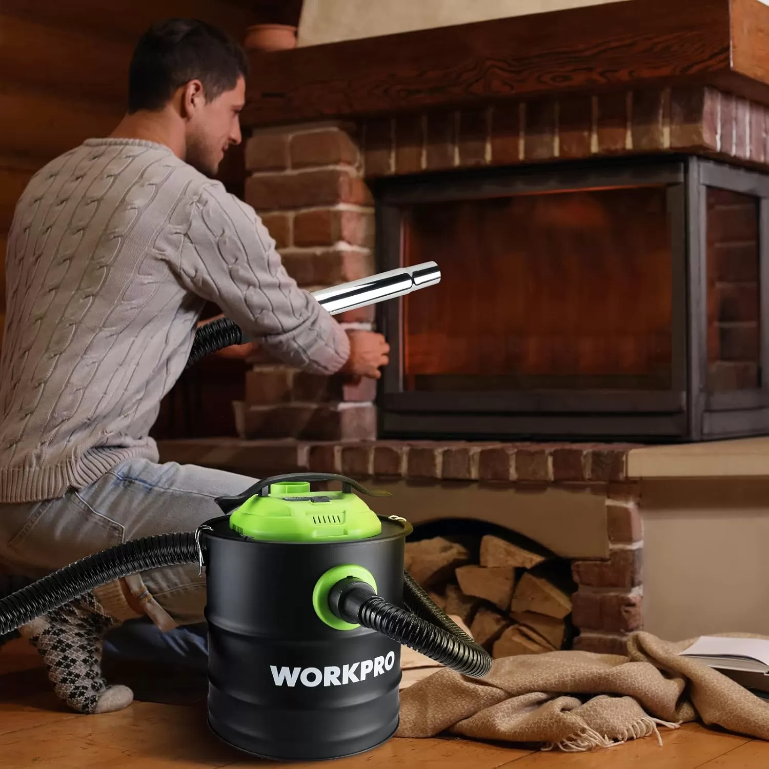 imageWORKPRO 52 Gallon Ash Vacuum 55 Peak Horsepower Ash Vac Cleaner with HEPA Filter Hose and Accessories for Fireplaces Wood Burning Stoves Bonfire Pits and Pellet Stoves