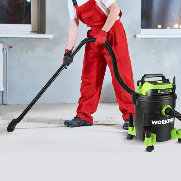 imageWORKPRO 5 Gallon WetDry Shop Vacuum 55 Peak HP Shop Vac Cleaner with HEPA Filter Hose and Accessories for HomeJobsite