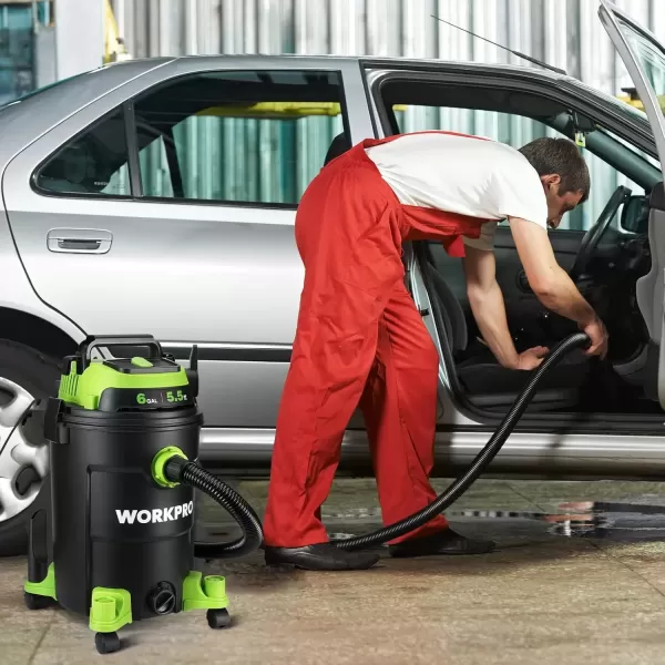 imageWORKPRO 6 Gallon WetDry Vacuum 55 Peak HP Shop Vac Cleaner with HEPA Filter Hose and Accessories for HomeJobsite