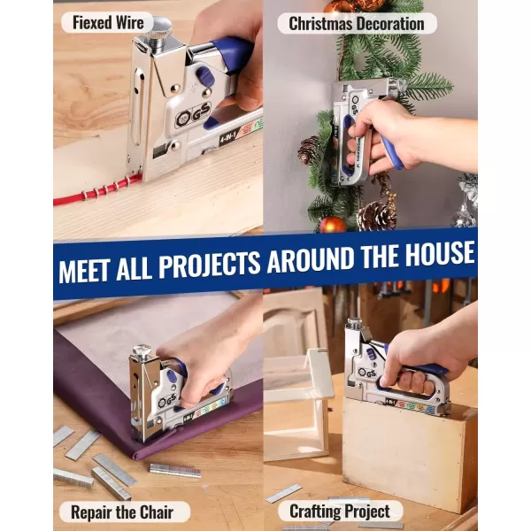 imageWORKPRO 4in1 Staple Gun Good Merry Christmas Gift Manual Brad Nailer with 2000 Counts Staples Upholstery Stapler Nail Gun for Fixing Material Decoration Carpentry Furniture Doors and Windows