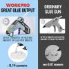 imageWORKPRO 36V Cordless Hot Glue Gun Upgrade Fast Preheating Smart PowerOff USBC Rechargeable Glue Gun Lessdrip Hot Glue Gun Kit with 20 Pcs Premium Mini Glue Sticks for DIY Crafting and ArtsGrey