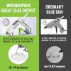 imageWORKPRO 36V Cordless Hot Glue Gun Upgrade Fast Preheating Smart PowerOff USBC Rechargeable Glue Gun Lessdrip Hot Glue Gun Kit with 20 Pcs Premium Mini Glue Sticks for DIY Crafting and ArtsWhite