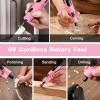 imageWORKPRO Cordless Rotary Tool 8V Rotary Tool Kit with 117 Accessories 6 Variable Speed TypeC Charging LED Work Light Power Rotary Tool for Sanding Polishing Engraving Cutting DIY Pink RibbonPink