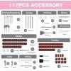 imageWORKPRO Cordless Rotary Tool 8V Rotary Tool Kit with 117 Accessories 6 Variable Speed TypeC Charging LED Work Light Power Rotary Tool for Sanding Polishing Engraving Cutting DIY Pink RibbonPink