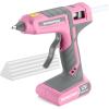 imageWORKPRO Full Size Cordless Hot Melt Glue Gun  12V Rechargeable Fast Preheating Glue Gun Kit with 15pcs Full Size Glue Sticks Auto Poweroff Glue Gun for DIY Project Art Craft  Pink RibbonPink