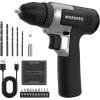 imageWORKPRO Pink Cordless 8V Drill Driver Set 2Ah Electric Power Drill with 38 Keyless Chuck 15pcs Bits ampamp 1 TypeC Charging Cord for Drilling and Screwing  Pink RibbonBlack
