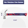 imageWORKPRO 16 oz Claw Hammer with Fiberglass Handle All Purpose Hammer with Forged Hardened Steel Head Smooth Face ampamp Shock Reduction Grip Blue