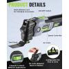 imageWORKPRO 20V Oscillating Tool Kit Cordless and Brushless 19000 RPM Orbiting Multi Tool with 6 Variable Speeds 36Oscillation Angle 21pcs Saw Accessories 1 Rechargeable Battery and Carrying BagCordless