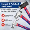 imageWORKPRO 5Piece forgePolish Steel Head Fiberglass Handle Set  32oz Rubber Mallet  16oz Claw ampamp BallPeen Hammers  3lb Sledge  22oz DoubleFaced Mallet