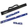 imageWORKPRO 3Piece Spirit Level Set 12quot 20quot 40quot Level Set with Magnetic Torpedo Level 4590180Bubbles Measuring Open Top View Design Aluminium Alloy Levels with Carrying Bag