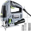 imageWORKPRO Jigsaw 65AMP 850W Corded Electric Jig Saw Tool Kit with 6 Variable Speeds 7 Blades 45 Bevel Cutting LED Light 3000 SPM 4 Orbital Settings Edge Guide Toolfree Blade Changing