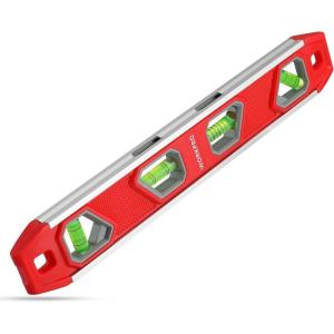 imageWORKPRO 12 Inch Torpedo Level Magnetic Small Leveler Tool Plumbing Level with Pitch Vial Aluminum Reinforced 4 Bubbles VGroove for Conduit Bending