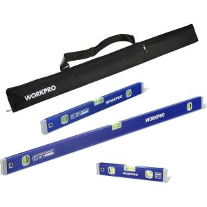 imageWORKPRO 3Piece Spirit Level Set 12quot 20quot 40quot Level Set with Magnetic Torpedo Level 4590180Bubbles Measuring Open Top View Design Aluminium Alloy Levels with Carrying Bag
