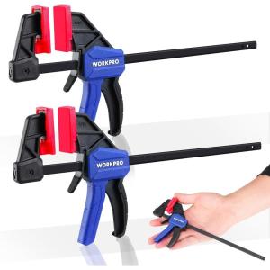 imageWORKPRO 6quot Mini Bar Clamps for Woodworking OneHanded ClampSpreader Wood Clamps Set Screw Change F Clamps with 50LBS Load Limit 4 Pack2
