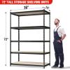 imageWORKPRO 5Tier Metal Storage Shelving Unit 36W x 18D x 72H Adjustable Storage Rack Heavy Duty Shelf with Particle Board 4000 lbs Load Capacity Total for Garage Warehouse BlackSilverBlack